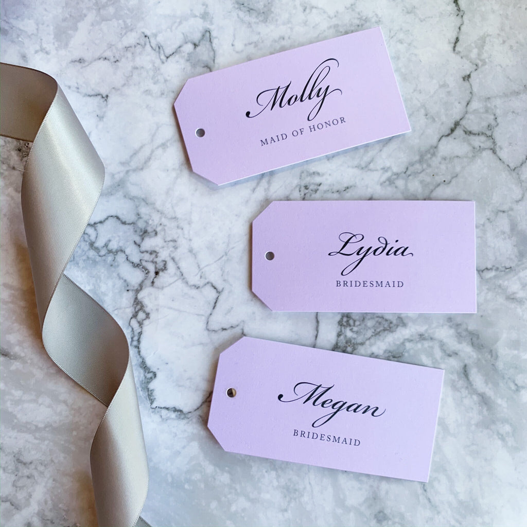 Bridal party gift tags, bridesmaid gift tags, maid of honor tag, custom  name tags, personalized hang tags, wedding party tags